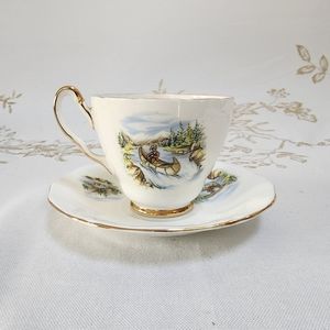 Antique Adderley Fine Bone China Frosted Teacup & Saucer - 1789 Made In England